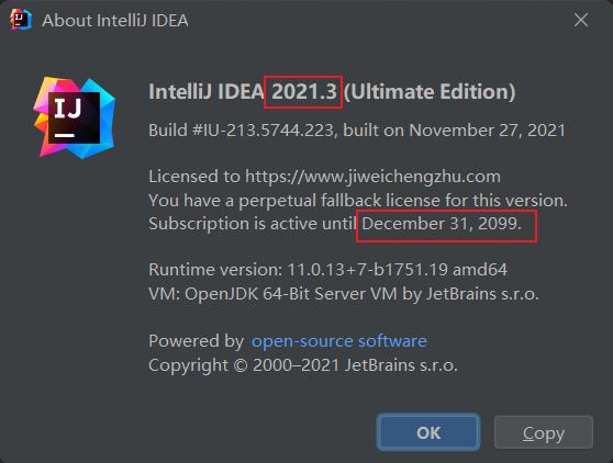 IntelliJ IDEA 2021.3永久破解激活至2099年-2